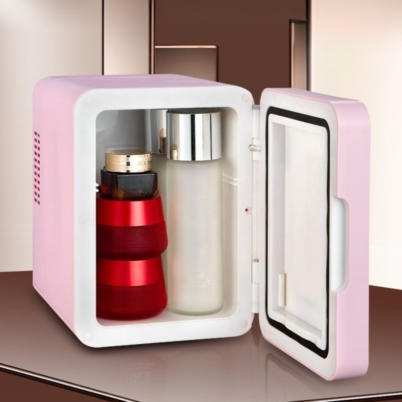 Luxury Skincare Fridge - 2026年新型アップグレード版 ポータブルミニメイクアップクーラー冷蔵庫 高級化粧品冷蔵庫 ミラー付き 静音スキンケア冷蔵庫 4L
