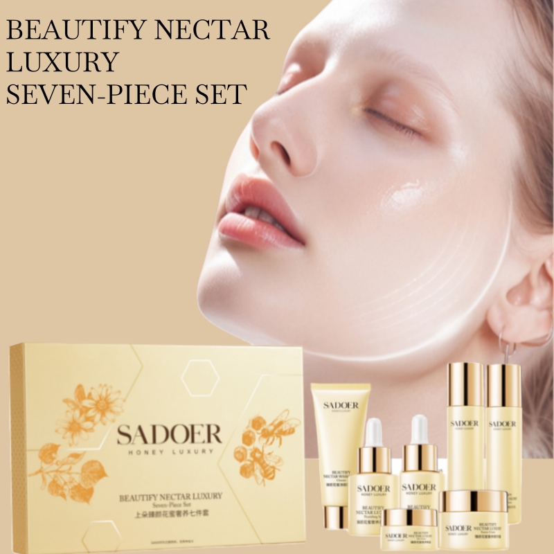 Luxury Skincare Sets - サドアー ジェンヤン フラワーネクター ラグジュアリースキンケア7点セット、ツボクサエキス、アロエベラエキス、ナイアシンアミド、その他成分配合。 セットには、洗顔料、エッセンスウォーター、エッセンスミルク、エッセンスセラム、エッセンスローション、エッセンスクリーム、アイクリームが含まれており、様々な保湿・栄養スキンケア成分が配合されており、潤いを与え、透明感のある、柔らかな仕上がりを与え、肌をしっとりと自然に整え、吸収しやすい状態にします。 母や友人へのギフトボックスとしても最適です。