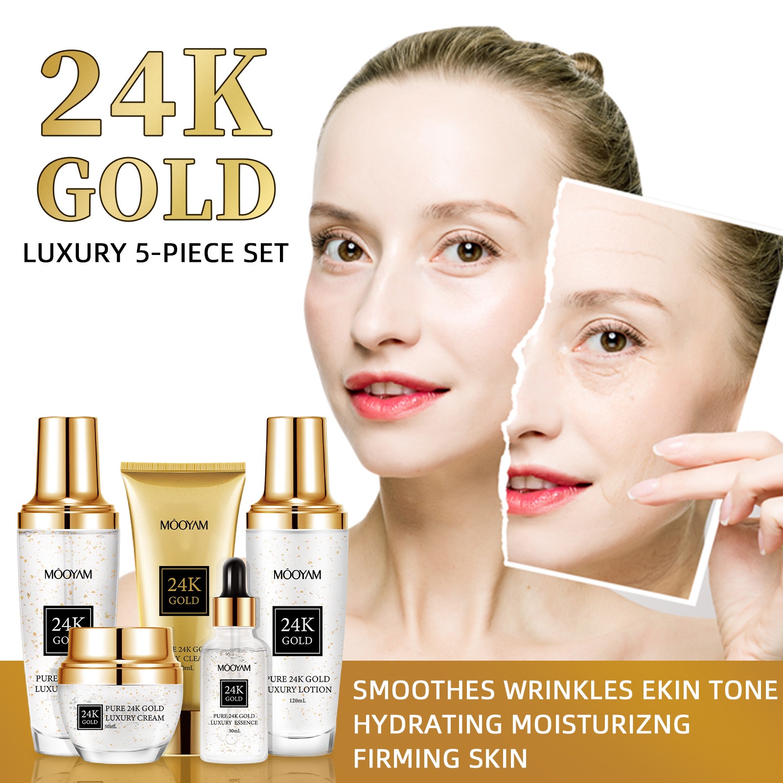 24Kゴールドラグジュアリー保湿アンチエイジングセット、小じ - Luxury Skincare Sets のレビューと価格