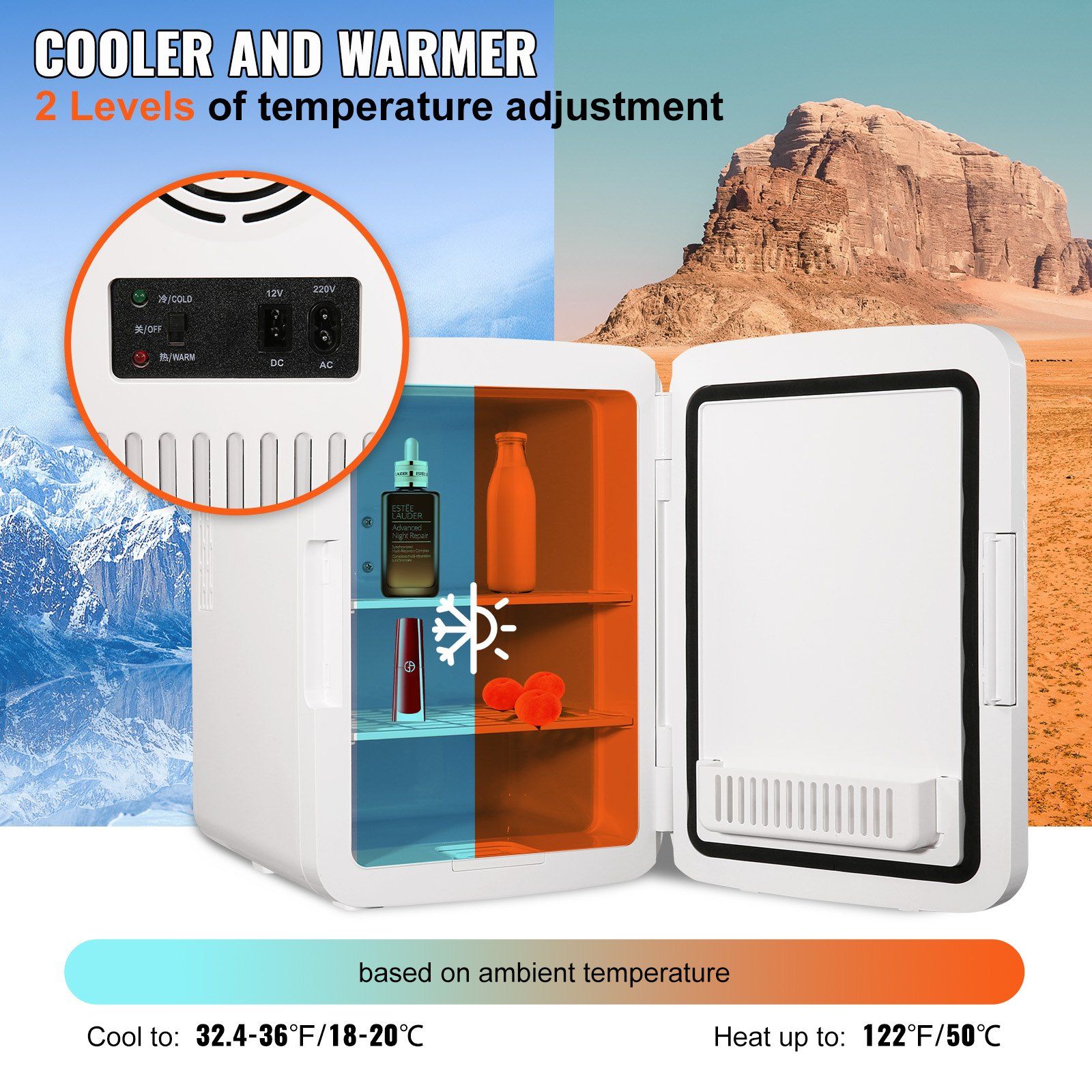 ミニ10リットル/12缶対応 ポータブル高級AC/DCクーラ - Luxury Skincare Fridge のレビューと価格